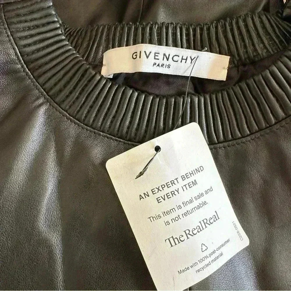 Givenchy Lambskin Leather Crewneck Sweatshirt Top Buttery Soft 38/ XS - Picture 10 of 14